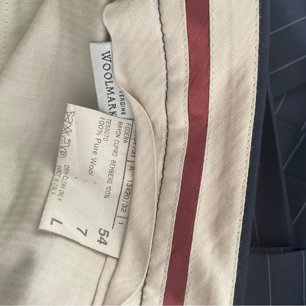 Canali  Navy Pinstripe Interior Detail, tailored to fit a 33/34.
